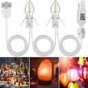 Meonum 1 Pack Accessory Cord with Two LED Bulbs, Blow Mold Christmas Village Light with Outlet and Plug, Double Spare Fuse C7 Light Bulb Christmas Village Accessories White Indoor LED String