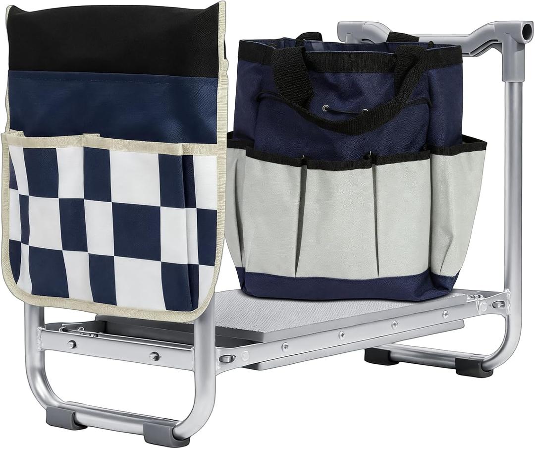 Garden Kneeler and Seat, Wider Thicker Kneeling Pad, Heavy Duty Garden Stool Includes Gardening Tools Pouch and Bag, Convertible Garden Bench Kneeling Chair/Gifts for Parents Women Seniors, 11.8 inches x 4.7 inches x 23.5 inches