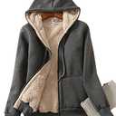 Yeokou Women's Casual Full Zip Up Sherpa Lined Hoodie Sweatshirt Jacket Coat, Size M