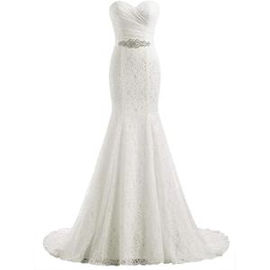 Women's Lace Mermaid Bridal Wedding Dresses, White Dress, 16 Plus