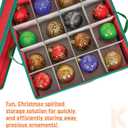 Durable Non-Woven Christmas Ornament Storage Box with Removable lid, Stores up-to 64 Standard Holiday Ornaments & Xmas Decorations For Seasons To come - 12 x 12 Inch 4 Layer Ornament Storage Container