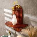 Suzile 2 Pcs Arched Boho Wooden Wall Shelves Mid Century Shelves Walnut Holders Hanging Wood Wall Mount Rainbow Shelf Rustic Floating Shelf with 2 Hook for Plant Book Bedroom Bathroom Nursery