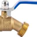 BILAL Brass Water Container/Rain Barrel Spigot, 3/4" GHT Male Threaded Quarter Turn Ball Valve with Bulkhead Fitting, Rain Barrel Kit for Garden Hose Thread Connection, 5 55 Gallon Bucket