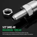 1/2" Flat Face ISO 16028 Hydraulic Quick Connect Couplers, 1/2" (#8) JIC Bulkhead Thread, Heavy Duty Hydraulic Coupling with Dust Cap Compatible with Bobcat, Case, Skid Steer Loader