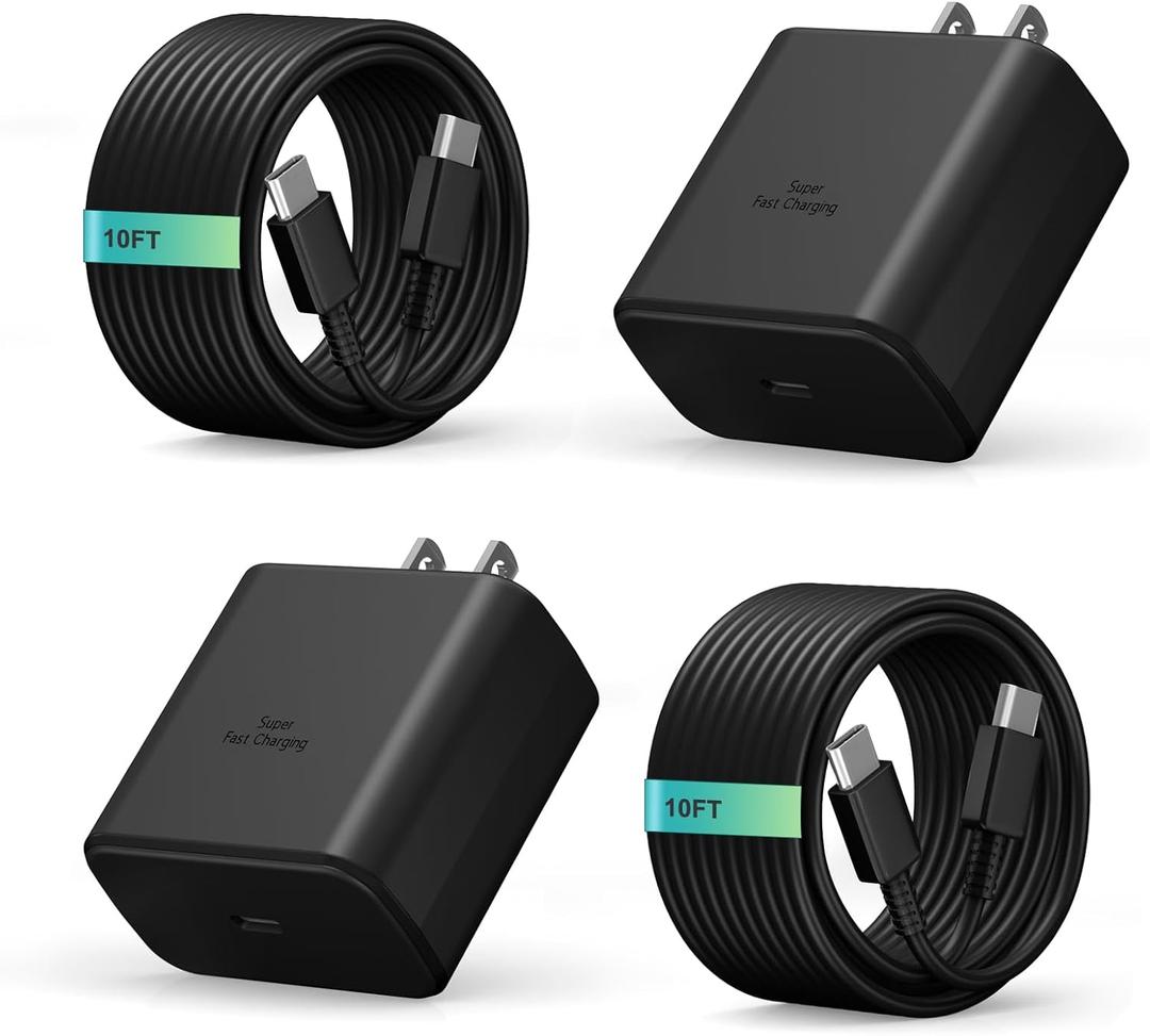 2Pack 45W Super Fast Charger USB C, 45W Android Phone Charger with 10FT Type C Charger Fast Charger for Samsung Galaxy S25 Ultra/S25/S24 Ultra/S23/S22 Ultra