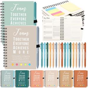 Resurhang 48 Pcs/24 Set Nurse Practitioner Employee Appreciation Gift for Coworker Staff Teacher Rad Tech Positive A6 Spiral Journal Notebook with Pen for Team Christmas Gift(Heal Color, Team Together)