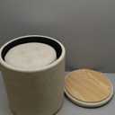 Faux Leather Round Ottoman with Storage 12.6" W x 14.17" H & 14.76" W x 17.32" H Set of 2, Small Boucle Coffee Table Footstool with Removable Lid for Living Room, Bedroom, Beige