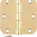 Door Hinges Polished Brass 3.5 Inch Interior Hinges 5/8" Radius - 18 Pack
