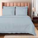 Bioweaves 100% Organic Cotton Full/Queen Duvet Cover Set, 3-Piece, 300 Thread Count Sateen Weave GOTS Certified Comforter Cover with Buttoned Closure and 2 Pillow Shams  Shore, 90x90 inches