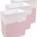 Clean Cubes 13 Gallon Disposable Pop-Up Trash Cans (3-Pack) with Fitted Bags Foldable Garbage & Recycling Bins for Parties, Events & Kitchen (Pink, 17" H x 13.5" W x 10" D)