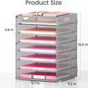 Lavatino 2 Pack 8-Tier Office Desk File Organizer, Letter Tray Paper Organizer with Handle, Including 5 Adjustable Slide Trays for Organizing Desk Workspace Accessories and Supplies (Silver Mesh) (12.7" x 9.2" x 16.5")
