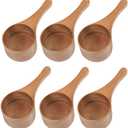6 Pack Acacia Wood Coffee Scoops, Small Wooden Coffee Spoons for Jars and Containers Set of 6 Tablespoon Bean Scoop Cute Coffee Beans Measuring Scoop for Cooking Bath Salt,