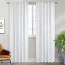 BGment White Curtains 84 inch Length - 42 x 84 inch Rod Pocket and Back Tab Thermal Insulated Room Darkening Curtains for Living Room, 2 Panels Set, Greyish White