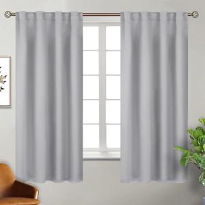 BGment Rod Pocket and Back Tab Blackout Curtains for Bedroom - Thermal Insulated Room Darkening Curtains for Living Room, 2 Window Curtain Panels (38 x 63 Inch, Light Grey)