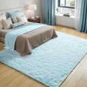 Merelax Soft Modern Indoor Large Shaggy Rug for Livingroom Bedroom Dorm Kids Room Home Decor, Non-Slip Plush Fluffy Furry Fur Area Rugs Comfy Nursery Accent Floor Carpet 9 x 12 Feet, Baby Blue