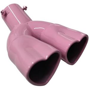 Dual Exhaust Tip 2.5 inch Inlet, Universal Car Exhaust Pipe Modification Tail Throat Tail Pipe Stainless Steel Muffler Tip, Adjustable Heart Shaped Car Decoration (Curved,Pink)
