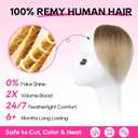 REECHO Human Hair Clip-in Hair Volumizer - 1PC 8 Inch Short Thick Hairpieces for Extra Volume, Easy Clip-in Wig for Thin & Fine Hair -Ash Brown
