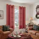 YoungsTex Burgundy Red Linen Curtains 63 Inch Length for Living Room, Light Filtering Window Drapes with Bronze Grommet Semi Sheer Privacy for Bedroom, 42 x 63 Inch, 2 Panels