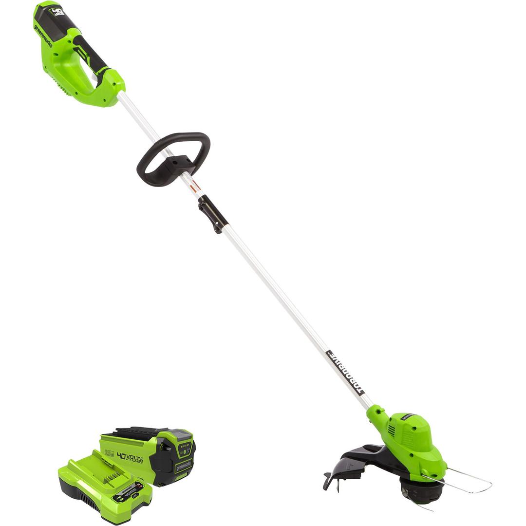 Greenworks 40 Volt Li-Ion Cordless String Trimmer, 15in. Cutting Width, 2.5Ah, Model# 2111802