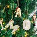 2 x Christmas Ornaments, Letter E Ornaments for Christmas Tree,Hanging Xmas Ornament for Mother Best Friends Sister Wife (Let It Glow Initial)