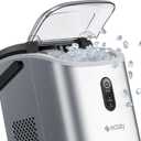 ecozy Nugget Ice Maker Countertop with Handle, Pebble Ice in 5 Mins, 33 lbs Per Day, Self-Cleaning Ice Machine with Ice Bags and Scoop, Portable Ice Maker for Kitchen, Bar, Parties, Camping, RV (Stainless Steel)