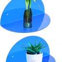 ROYALITA Small Acrylic Shelves Room Decor Floating Shelves (2-Pack, 8-inch Diameter) - Wall Mounted Display Stand for Plants, Toys, Makeup, and More - Ideal for Home and Office, Blue