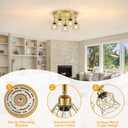 Baocuz 5-Light Semi Flush Mount Ceiling Light, Gold Kitchen Lighting Fixtures Ceiling with Metal Shade, Hallway Light Fixtures with Mini Cage for Entryway, Bedroom, Living Room