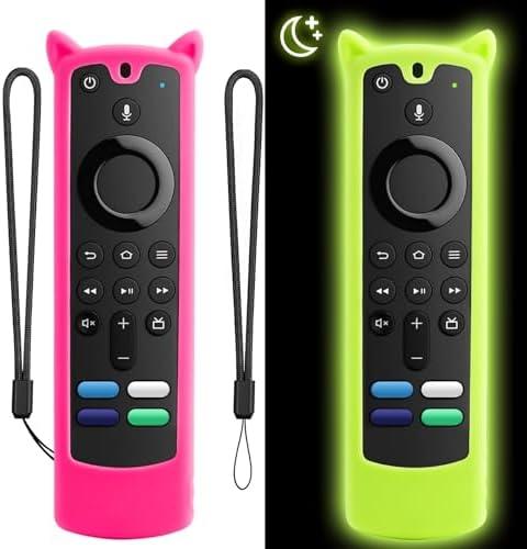 [2 Pack] WEVOVE Firestick Remote Cover Compatible with Alexa Voice Remote 4k/Max/Lite (3rd Gen), Firesticktvs Remote Case with Wrist Strap, Fire Stick Cover Glow in The Dark