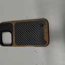 TENDLIN Magnetic Case Compatible with iPhone 16 Pro Phone Case Wood Grain with Carbon Fiber Texture Design Leather Hybrid Slim Case (Compatible with MagSafe) Black