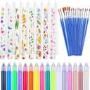 MTLEE 48 Pcs DIY Candle Painting Kit Include 16 White Taper Candles 16 Vibrant Colors Candle Wax Pen 16 Paint Brushes for DIY Crafts Festival Birthday Wedding Party Favors(9.8'')