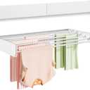 Vikaqi Wall Mounted Clothes Drying Rack 40 inches, Foldable Wall Mount Laundry Rack Folding Indoor, Drying Rack Clothing Collapsible, Hidden Space Saver with Wall Template, 6 Rods, White
