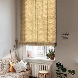 Reed Curtain, Bamboo Light Filtering Roller Shades,47" W x 71" H Retro Natural Roll Up Window Blind for Outdoor Indoor(Primary)