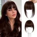 MOCA HAIR Clip in Bangs 100% Real Human Hair Extensions French Dark Brown Fake Bangs Hair Clip on bangs for women Fringe with Temples Hairpieces Faux Bangs for Daily Wear