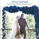 MARTINE MALL Flower Garland Rose Vines, 8 Strands 66Ft Flowers Vines for Bedroom, Rose Flower Garland Decoration, Sapphire Rose Floral Garland for Room Table Birthday Wedding Party Garden Wall Decor