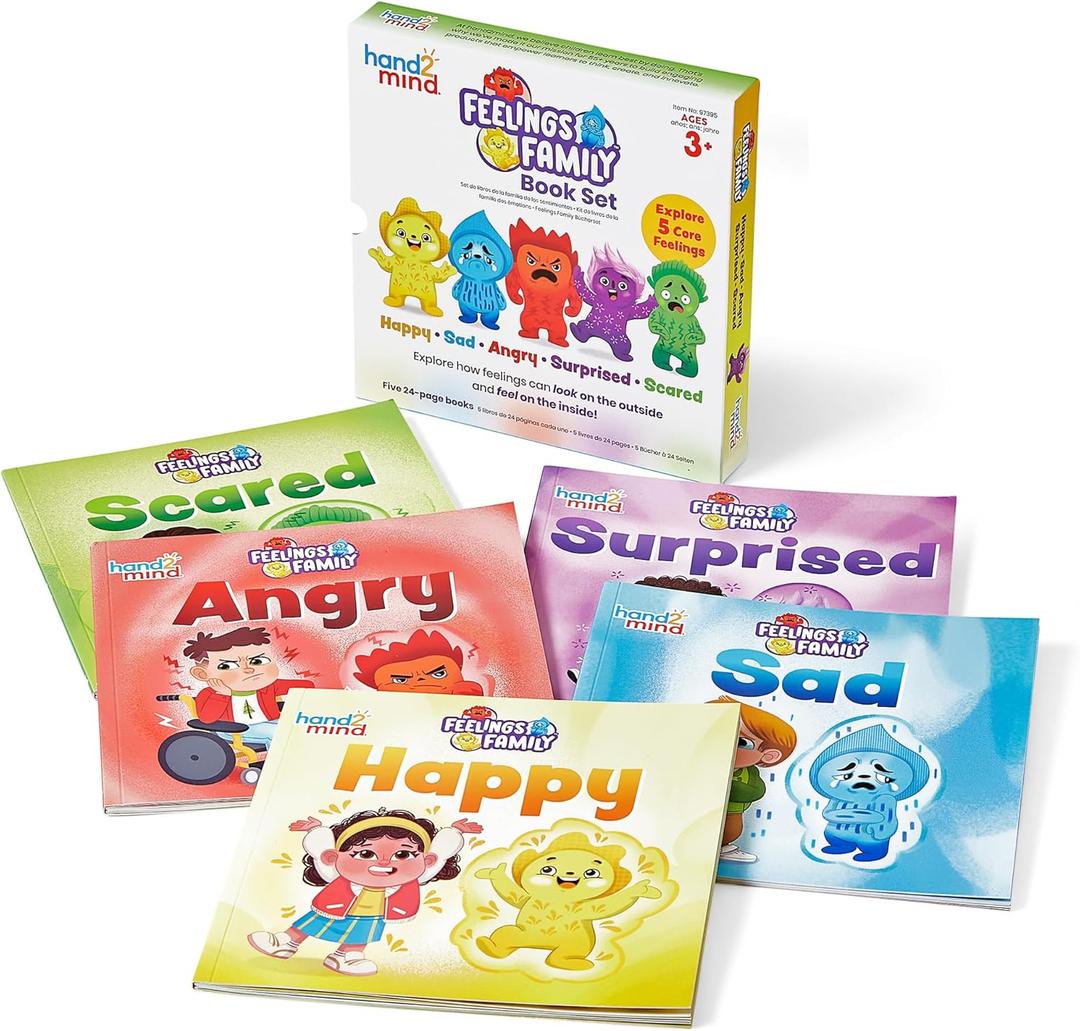 hand2mind Feelings Family Core Emotions Book Set, Social Emotional Books for Kids, Calm Down Corner Supplies, Preschool Learning Activities, Calming Corner Classroom, Toddler Easter Basket Stuffers