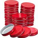 Chuangdi 30 Packs Mason Jar Lids Bulk Regular Mouth Canning Lids Leak Proof Secure Mason Storage Solid Caps(Red)
