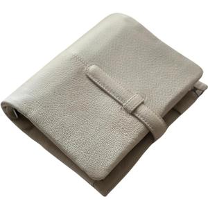 A6 Goat Genuine Leather Journal Notebook, Stalogy Rings Planner Pocket size Notebook with 30MM Binder Mini Agenda Diary (Milk White)