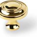 SALISENG- 5 Pack Polished Brass Kitchen Cabinet Knobs, Round Gold Dresser Drawer Knobs, 1.23-Inch 31mm Diameter, Modern Furniture Pulls and Handles for Cupboard Wardrobe(Gerrette)