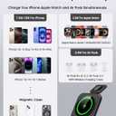 3 in 1 Charging Station for Apple Multiple Devices-Magnetic Wireless Travel Charging Station for iPhone 17 16 15 14 13 12,Foldable Mag-Safe Charger Pad for Apple Watch,for Airpods Pro,Green