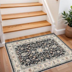 Washable Hallway Runner Rug 2x3 - Runner Rug Kitchen Rugs and Mats Non Skid Washable Waterproof Carpet Runner for Living Room Bedroom Bathroom (Black, 2X3)