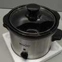 KOOC Small Slow Cooker, 2 Quart, Free Liners Included for Easy Clean-up, Upgraded Ceramic Crock, Adjustable Temp, Nutrient Loss Reduction, Stainless Steel, Silver, Round
