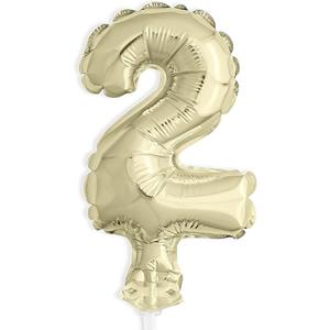 Number 2 Foil Balloon Cake Topper - 5" | Gold | 1 Pc