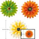Hotop 3 Pcs Metal Flower Wall Art 3D Metal Daisy Wall Decor Multiple Layer Hanging Flower Rustic Farmhouse Boho Style Decorations for Indoor Outdoor Home Living Room Office Garden, 8 Inches(Classic)