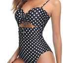 Holipick Women Tummy Control One Piece Swimsuits Strapless Bandeau Bathing Suits Ruched Slimming Swimwear (Black, L)