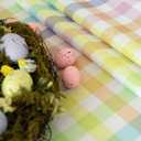 Gingham Easter Tablecloth Fabric - Colorful Oblong 58x120 Water Resistant Farmhouse Plaid Table Cloth for Indoor/Outdoor Use - Easter Gifts Perfect for Birthday, Picnics, Gardens