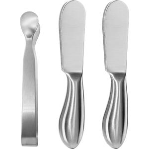 Oggi Charcuterie Utensil Set, Charcuterie Accessories, Cheese Knives Set - Stainless Steel, 3pcs with Knives/Spreaders & Tongs, 5" Long