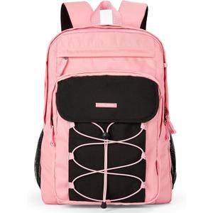 Choco Mocha Pink Backpack for Girls, Travel School Backpack for Teen Girls Large Bookbag for Middle Elementary School 18 Inch, Black Pink (Thickened version (exclusive laptop compartment))