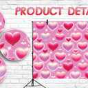 2 x Pink Heart Photo Backdrop Valentine's Day Retro Heart Early 2000s 90s Glitter Love Photography Background Adults Kids Valentine Y2K Old School Birthday Party Decor Banner Photo Props (Pink, 7x5FT)