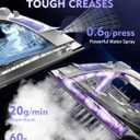 OMAIGA Cordless Iron for Clothes, 1550W 2-In-1 Cordless/Corded Steam Iron Rapid Heating, Ceramic Soleplate, 3-Way Auto-Off, Self-Cleaning, 12.85oz Water Tank Ironing Clothes for Home, Purple