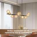 Linear Chandeliers for Dining Room 51" Extra Large Modern Chandeliers Black Linear Chandelier with Amber Swirled Glass 11 Light Rectangle Chandelier Over Table Kitchen Island Living Room
